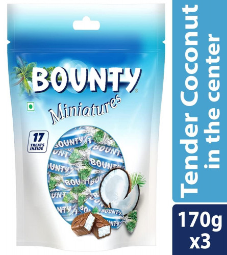 Bounty Coconut Miniatures Chocolate Pack 170 gm (Pack of 3)