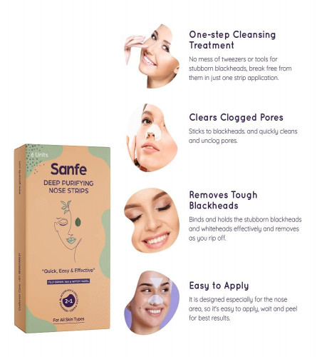 Sanfe Deep Purifying Nose Strips for Women - (Pack of 12)