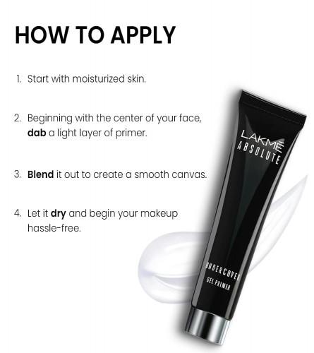 Lakme Absolute Under Cover Gel Face Primer, Transparent Makeup Primer to Prep Skin