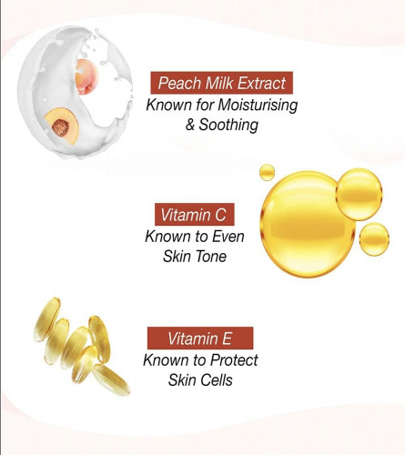 LAKMÉ Peach Milk Face Moisturizer, 200 ml, Daily Lightweight Lotion with Vitamin C & Vitamin E