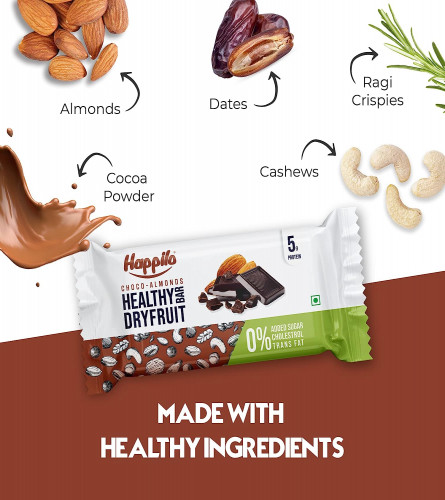 Happilo Choco Almonds Healthy Dry Fruit Energy Bar 35g (Pack of 6)