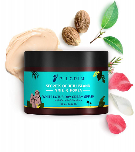 PILGRIM Korean White Lotus Face Cream with SPF 50 PA+++ | White Lotus Day cream for women