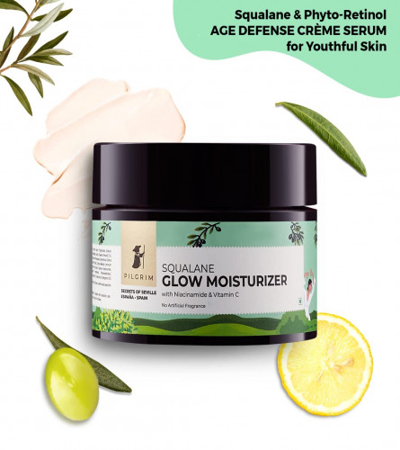 Pilgrim Squalane (Plant derived) Glow Moisturizer for face with Niacinamide & Vitamin C