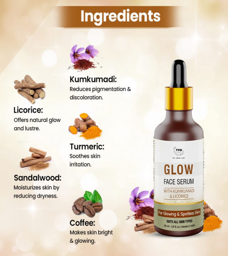 TNW Glow Face Serum for Radiance | With Kumkumadi & Licorice