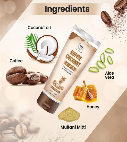 TNW Exfoliate Coffee Coconut Scrub For Face & Body, De Tan Removal, Blackhead Remover