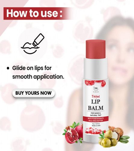 TNW Pomegranate Multipurpose Tinted Lip Balm for Dry & Chapped Lips- Red