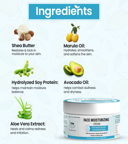 TNW Face Moisturizing Cream with Shea Butter, Marula Oil, and Avocado Oil