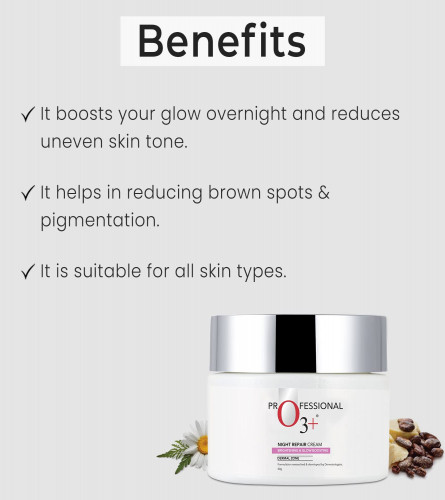 O3+ Night Repair Cream Brightening & Glow Boosting Dermal Zone 50 gm