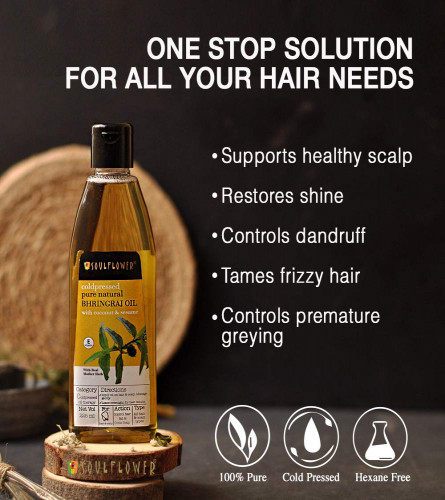 Soulflower Cold-Pressed Bhringraj Oil-Pure & Natural