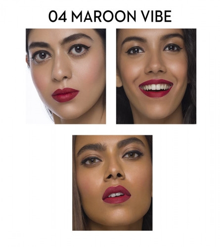 SUGAR Cosmetics Matte Attack Transferproof Lipstick - 04 Maroon Vibe (Dark Red) 2 gm
