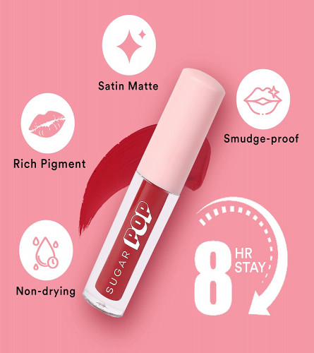 SUGAR POP Matte Lipcolour for Women- 08 Crimson