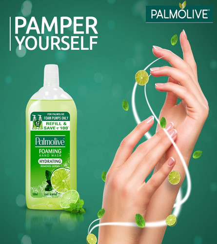 Palmolive Hydrating Foaming Lime & Mint Liquid Hand Wash, 500 ml Refill Bottle