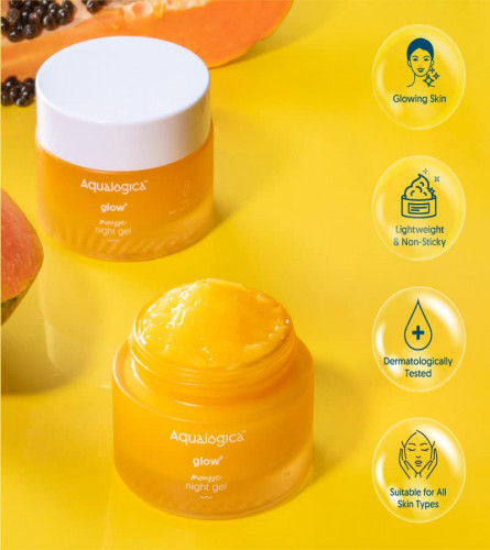 Aqualogica Glow+ Mousse Night Gel for Bright Plump Skin, Overnight Skin Radiance Recovery