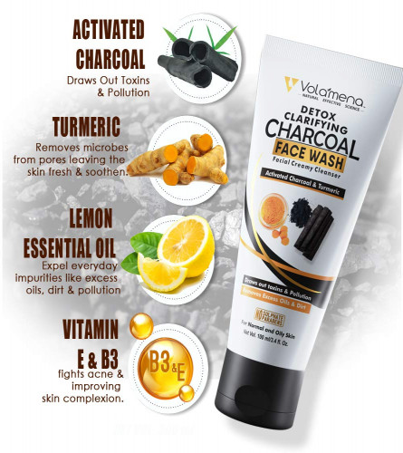VOLAMENA Detox Clarifying Charcoal face wash 100 ml (Pack of 2)