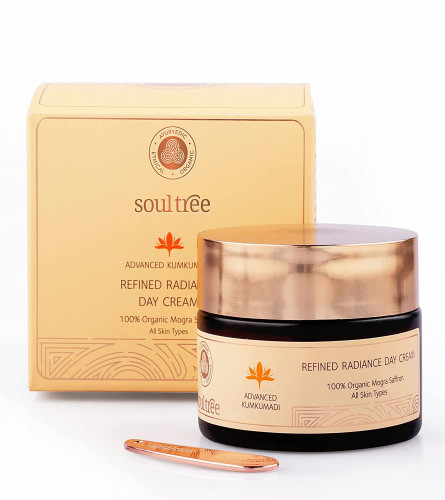 Soultree Advanced Kumkumadi Refined Radiance Day Cream, 100% Organic Mogra Saffron For all skin types- 50 G