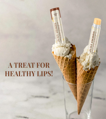 Just Herbs Tinted Lip Balm for Men & Women with SPF 20+ for Dark Lips to Lighten (Vanilla)