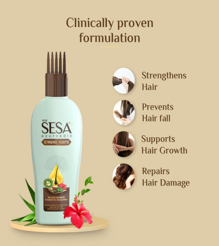 Sesa Ayurvedic Strong Roots Oil with 26 Herbs & 6 Oils - Hair Fall Control & Hair Growth