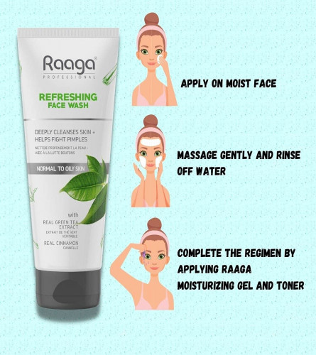 Raaga Professional Refreshing Face wash, With Real Green Tea Extract & Cinnamon