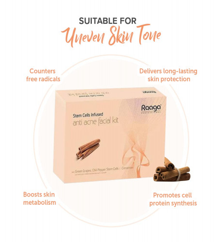 Raaga Professional Anti-Acne Facial Kit with Green Tea, Cinnamon, Liquorice and Neem Extracts