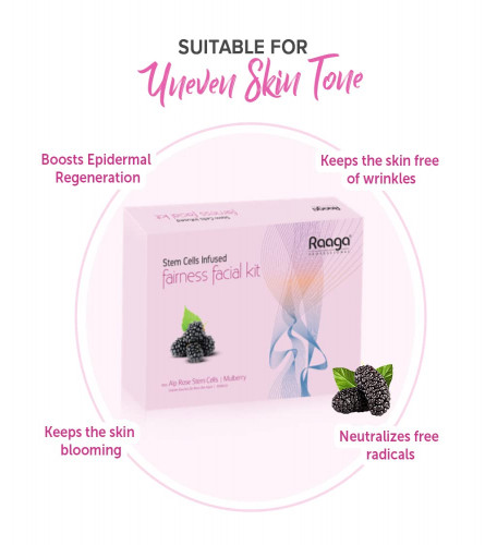 Raaga Professional Stemcell Fairness Facial Kit Infused with Alp Rose Stem Cells and Mulberry