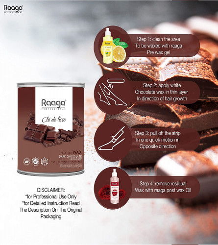 Raaga Professional Liposoluble Body Wax for Smooth Hair Removal, Dark Chocolate