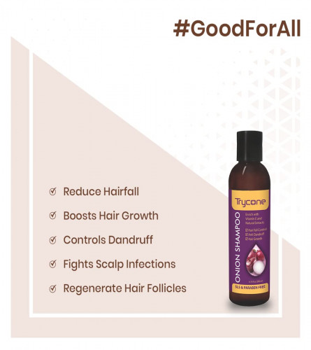 Trycone Red Onion Shampoo for hair growth Enrich with Vitamin E & Natural Actives