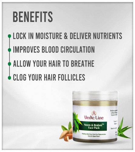 Vedicline Neem Brahmi Face Pack, Reduce Acne, Pigmentation & Open Pores