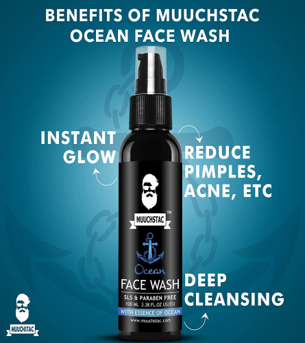 Muuchstac Ocean Face Wash for Men, Fights Acne & Pimple, Skin Whitening & Brightening