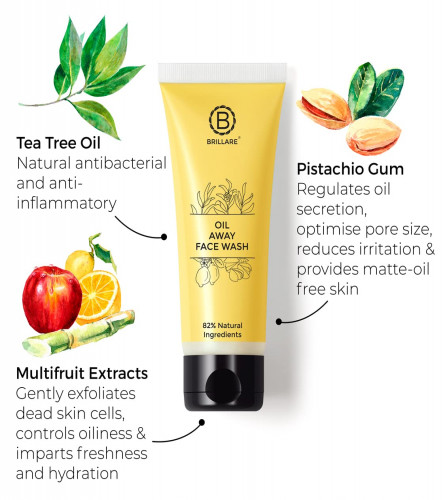 Brillare Oil Away Natural Face Wash With Tea Tree and Turmeric