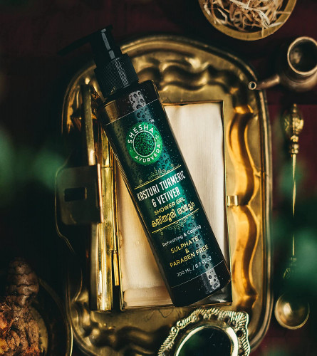 Shesha Ayurveda Kasturi Turmeric & Vetiver Shower Gel (Sulphate and Paraben Free)