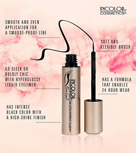 INCOLOR Intense Liquid Eyeliner Black For Women - 6 ml (Pack of 2)