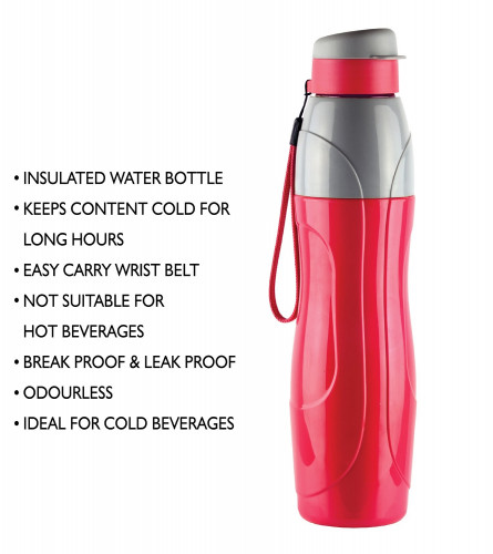 Cello Puro Plastic Sports Water Bottle 720 ml Multicolor (Set of 4)