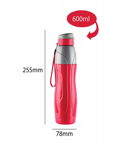 Cello Puro Plastic Sports Insulated Water Bottle 600 ml Multicolor ( Set of 4)