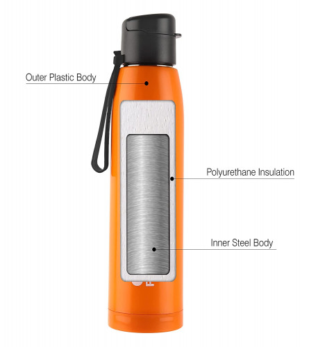 Cello Puro Steel-X Cooper Water Bottle 900 ml (Orange)