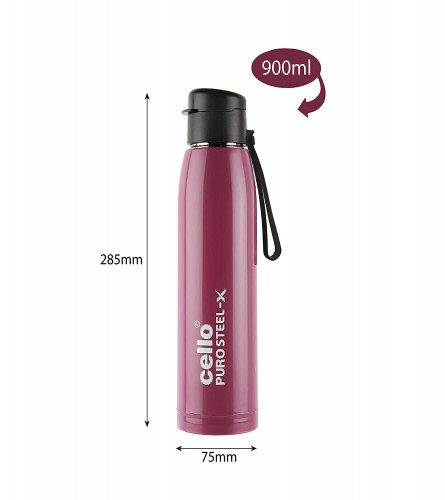 Cello Puro Steel-X Cooper Water Bottle 900 ml (Pink)