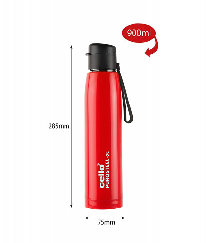 Cello Puro Steel-X Cooper Water Bottle 900 ml (Red)