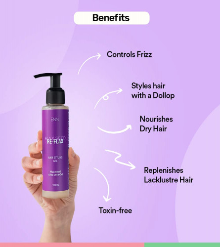 ENN Re-Flax Flax Seed Hair Styling Gel | 3 in 1 Keratin Boost | Redefines Unruly & Dry Hair