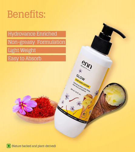 ENN Glow Ghee Body Lotion | Hydrovance Enriched | Non- greasy | Natural | For Men & Women | 240 ml
