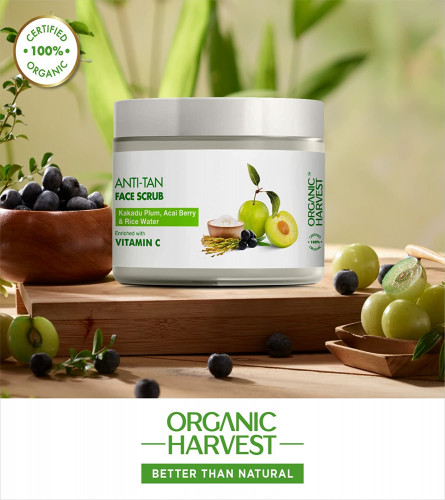 Organic Harvest Anti-Tan Face Scrub: Kakadu Plum, Acai Berry & Rice Water