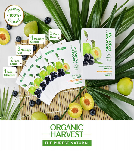 Organic Harvest Brightening Facial Kit: Kakadu Plum & Acai Berry | Pack 5 Sachets