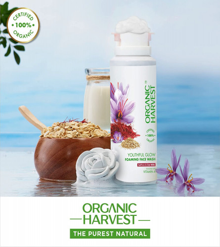 Organic Harvest Youthful Glow Foaming Face Wash with Benefits of Saffron & Oat Milk