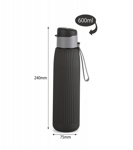 Cello Puro Steel-X Volvo Water Bottle 600 ml, Black