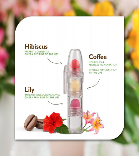 Organic Harvest 3 in 1 Lip Balm For Women With Benefits Of Hibiscus, Lily & Coffee