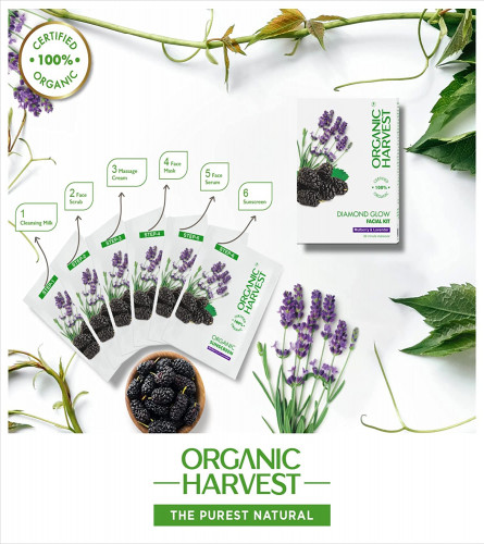 Organic Harvest Diamond Glow Facial Kit for Women/Men | 6 Easy Steps