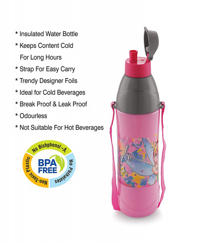 Cello Puro Junior Tinker Bell Plastic Water Bottle 600ml, Grey, Set of 2 (Fs)