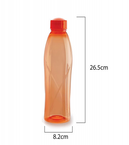 Cello Texas Plastic Pet Bottle 1 Litre, Set of 6, Orange (Fs)