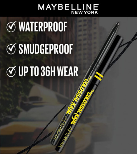 Maybelline New York Colossal Kajal, Super Black, Intense Colour, Sharp Definition