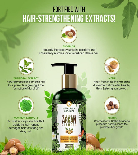 Himalayan Organics Moroccan Argan Oil Shampoo With Extract of Moringa & Bhringraj