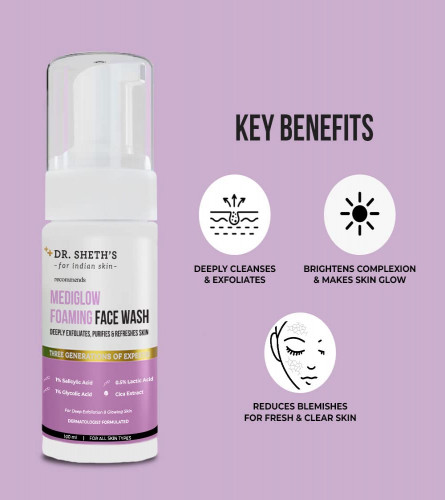 Dr. Sheth's Mediglow AHA-BHA Foaming Face Wash For Glowing Skin