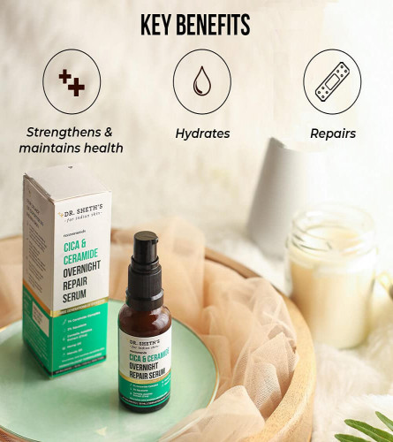 Dr. Sheth's Cica & Ceramide Overnight Repair Face Serum For Glowing Skin